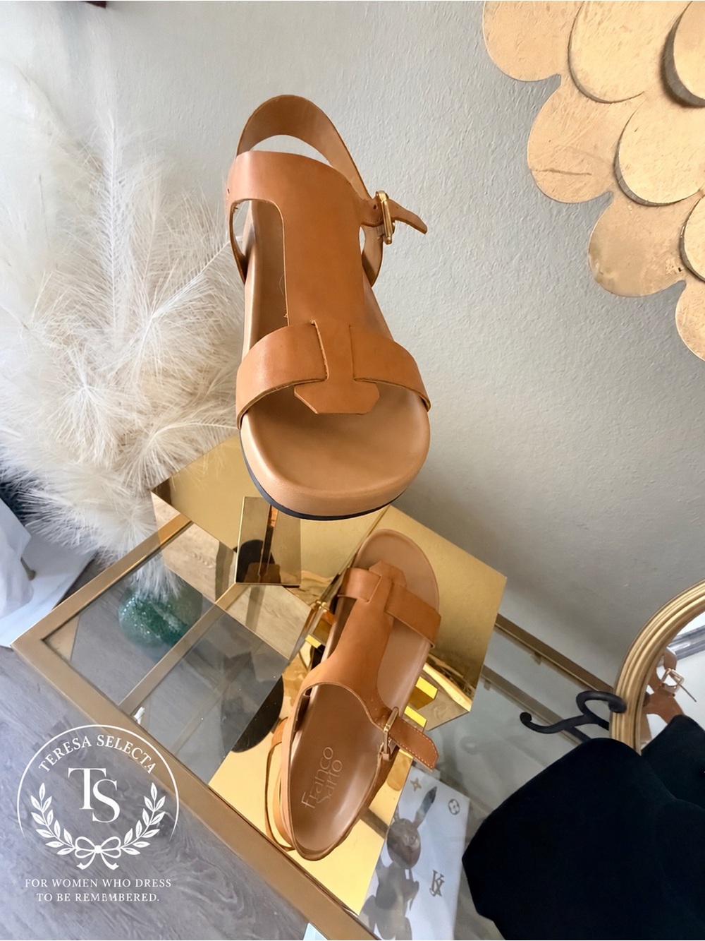 New! ✨ Franco Sarto Bellamy Tan Leather Slingback Sandals Size 8M